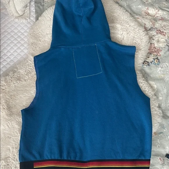 Aviator Nation Logo Striped sleeveless hoodie. - Picture 5 of 6